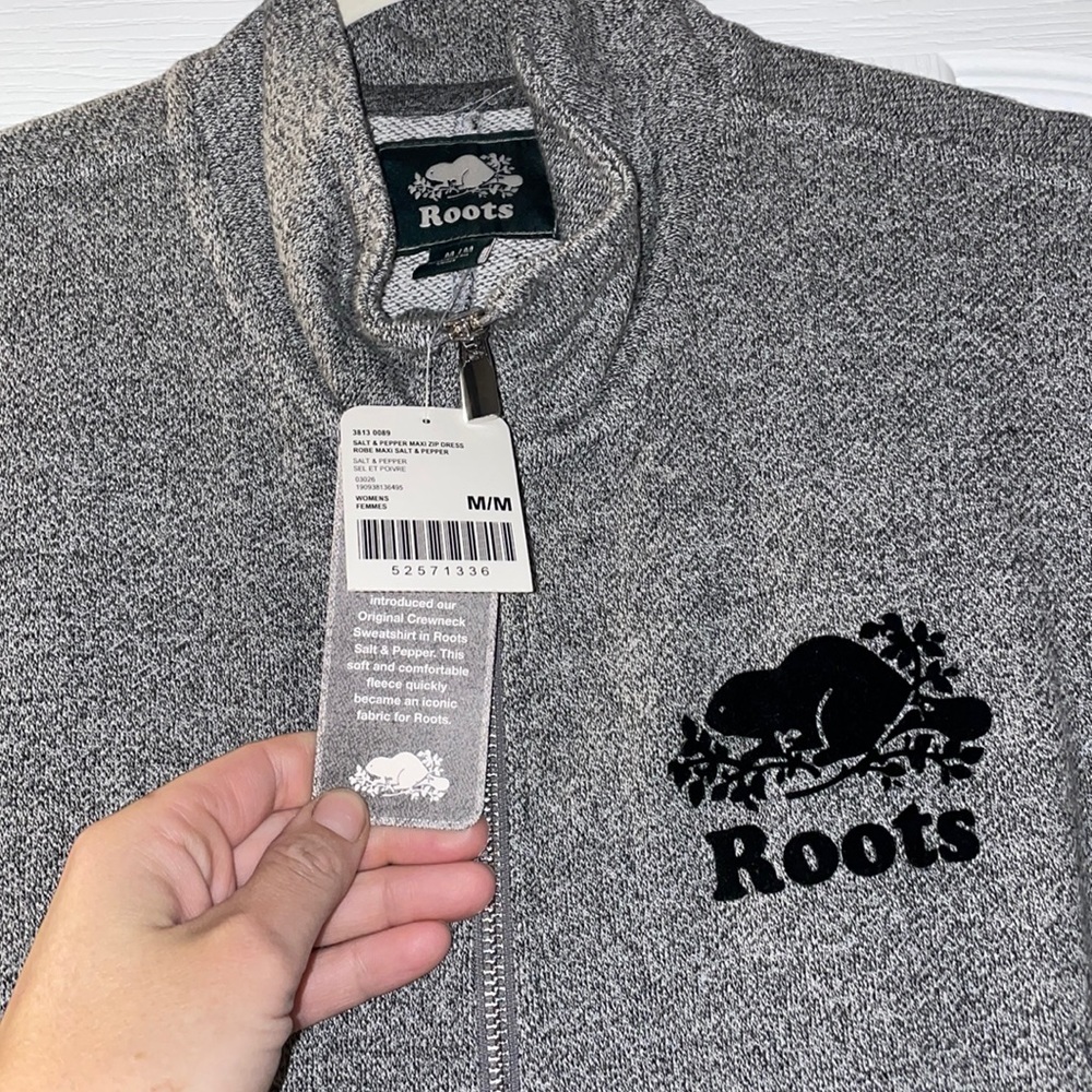 Full length roots salt and pepper zip up tunic type thing new
